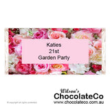 Personalised Chocolate Bars with Pink Roses Wrapper