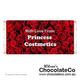 Personalised Chocolate Bars with Pink Roses Wrapper