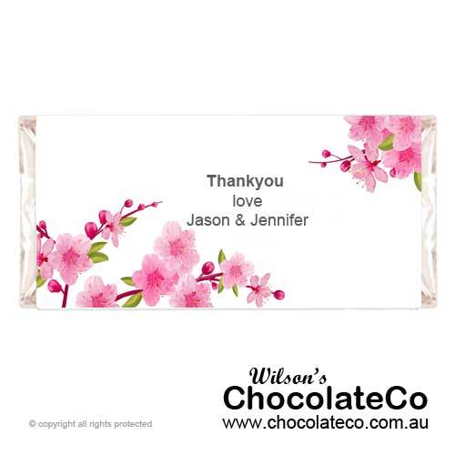 Personalised Chocolate Bars with Cherry Blossom Wrapper
