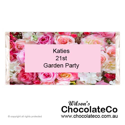 Personalised Chocolate Bars with Pink Roses Wrapper