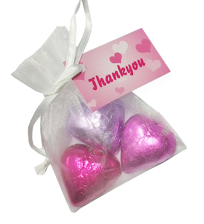 Organza Bags Gift with 3 Chocolate Hearts